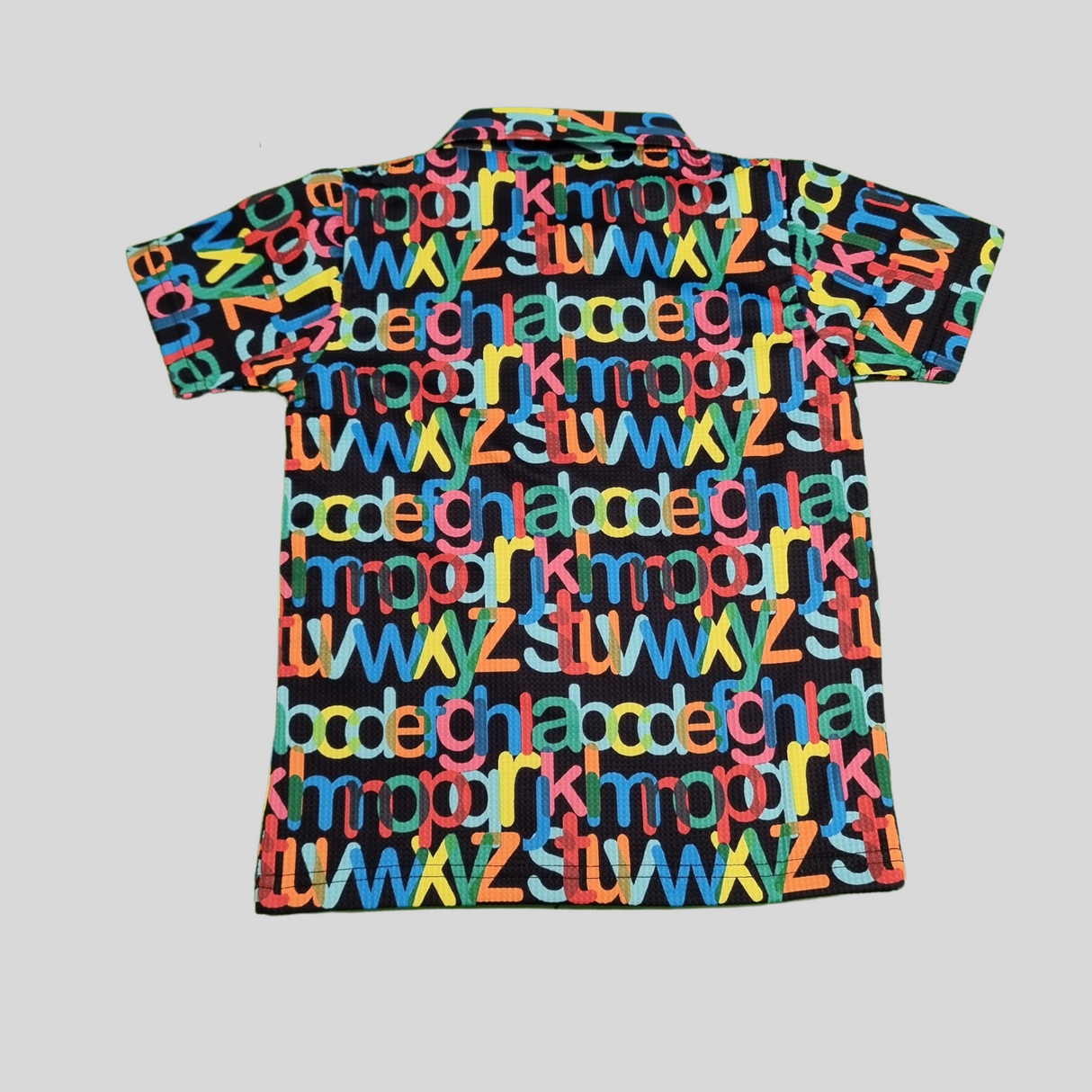 Boys Alphabet Print Zipper Jacket – Black & White Multicolor Typography Design