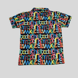 Boys Alphabet Print Zipper Jacket – Black & White Multicolor Typography Design