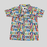 Boys Alphabet Print Zipper Jacket – Black & White Multicolor Typography Design