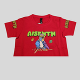 Boys Red Graphic T-Shirt – “AISENTM” Streetwear Style