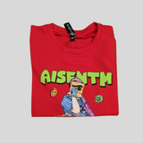Boys Red Graphic T-Shirt – “AISENTM” Streetwear Style