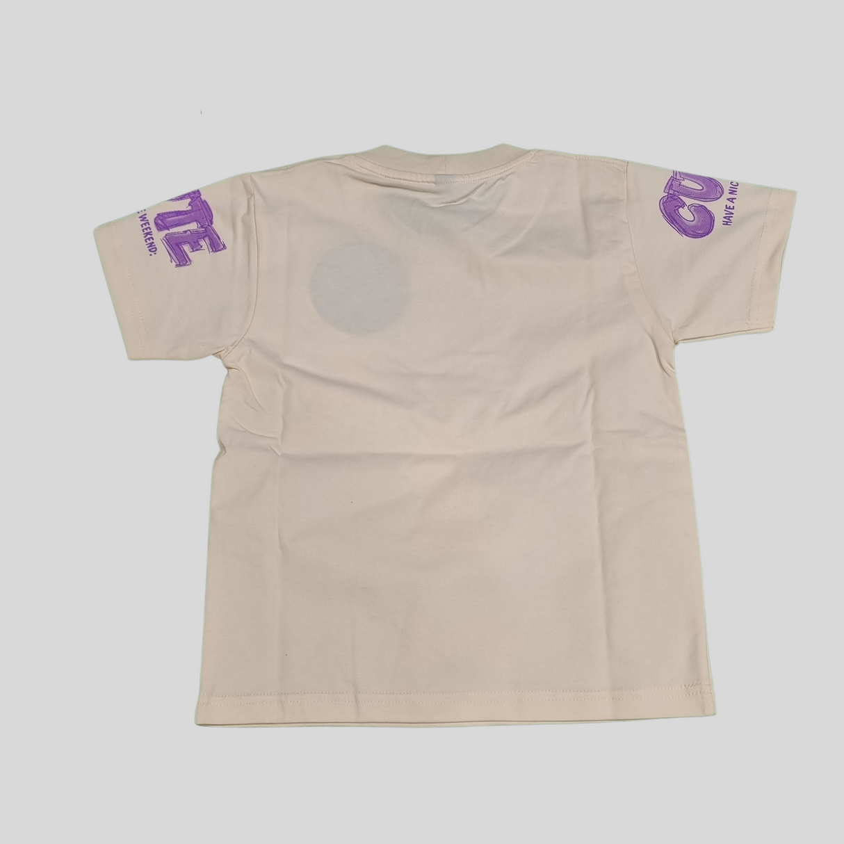 Boys Beige Graphic T-Shirt with "Cute Mores" Colorful Text Print