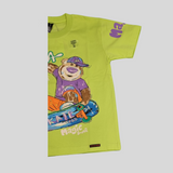 Boys' Lime Green Skateboarding Bear Graphic T-Shirt