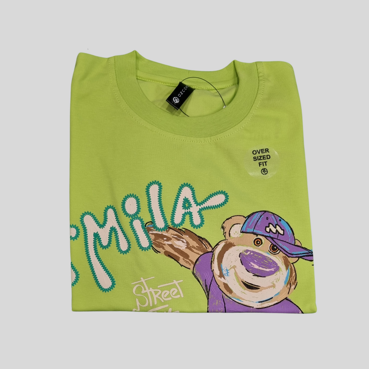 Boys' Lime Green Skateboarding Bear Graphic T-Shirt