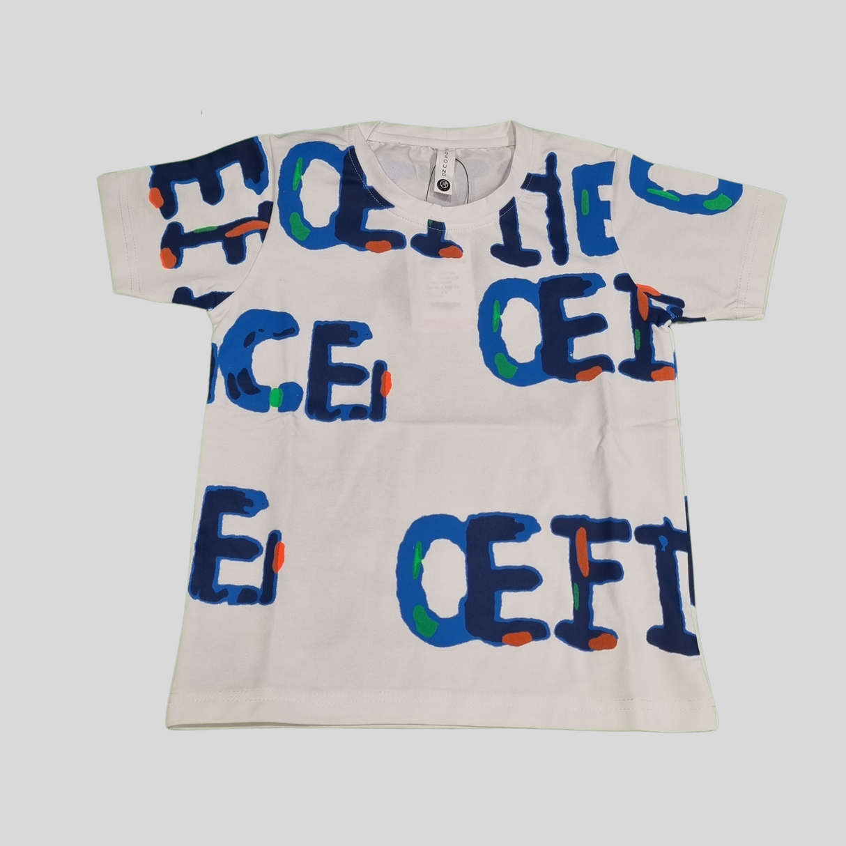Bold Letter Print Boys’ Co-Ordinate Set – White Tee & Shorts Combo