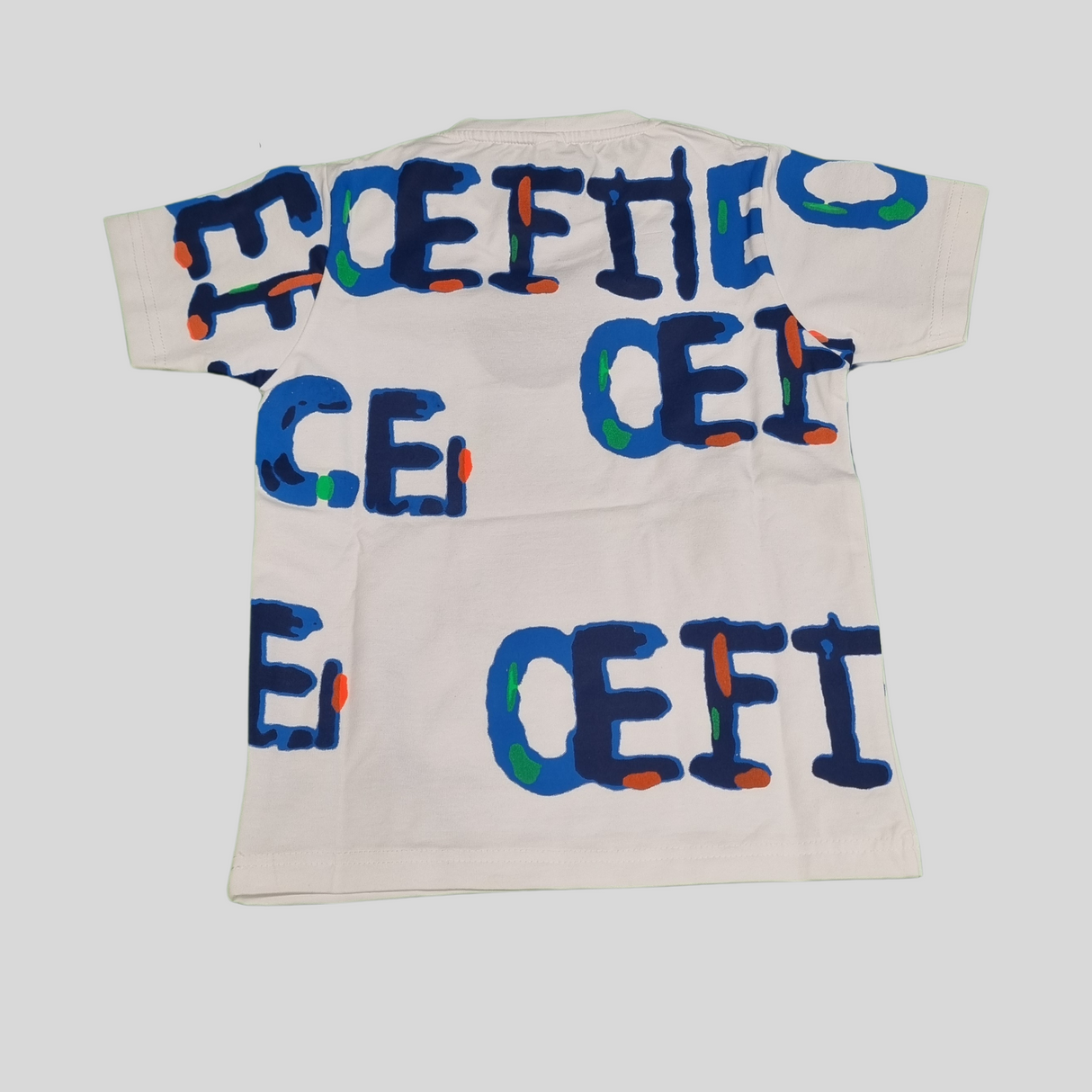 Bold Letter Print Boys’ Co-Ordinate Set – White Tee & Shorts Combo
