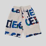 Bold Letter Print Boys’ Co-Ordinate Set – White Tee & Shorts Combo