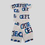 Bold Letter Print Boys’ Co-Ordinate Set – White Tee & Shorts Combo