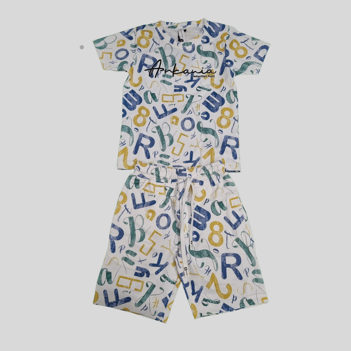 Boys Alphabet & Numbers Print Co-Ordinate Set – T-Shirt & Shorts