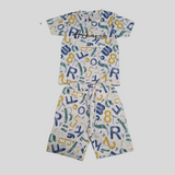 Boys Alphabet & Numbers Print Co-Ordinate Set – T-Shirt & Shorts