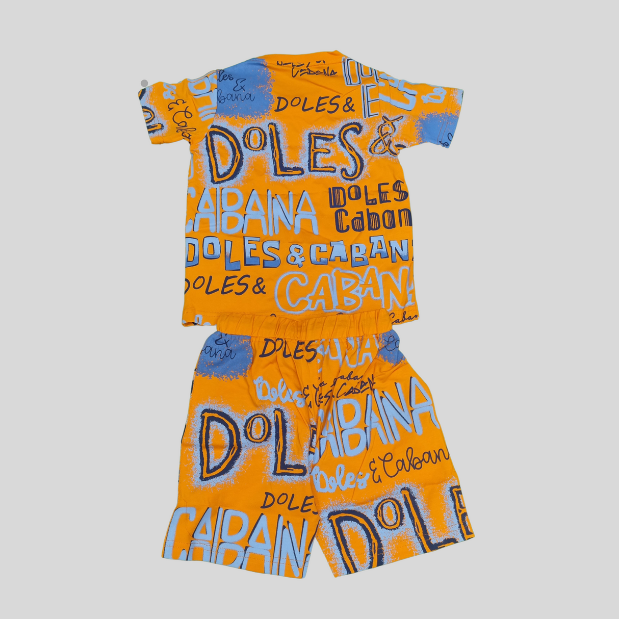Boys’ Bold Graffiti Print T-Shirt and Shorts Set – Orange