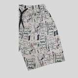 Trendy Graphic Print Cotton Shorts – Perfect for Casual Comfort -Cream