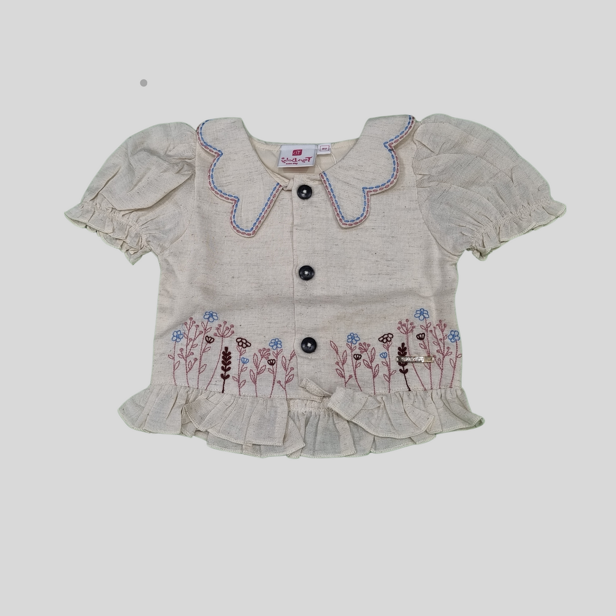 Girls’ Floral Embroidered Top & Patchwork Skirt Set – Ethnic Charm with Modern Elegance