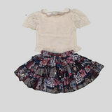 Girls’ Floral Embroidered Top & Patchwork Skirt Set – Ethnic Charm with Modern Elegance