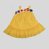 Colorful Boho Summer Dress for Girls – Sleeveless Cotton Frock with Floral Crochet Trim