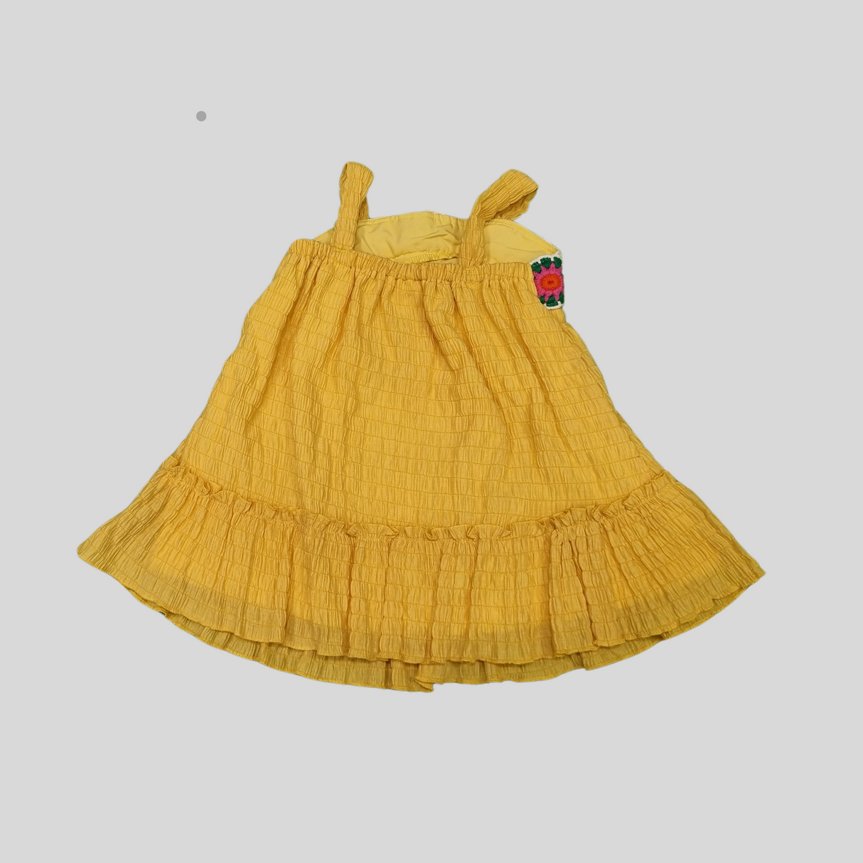 Colorful Boho Summer Dress for Girls – Sleeveless Cotton Frock with Floral Crochet Trim