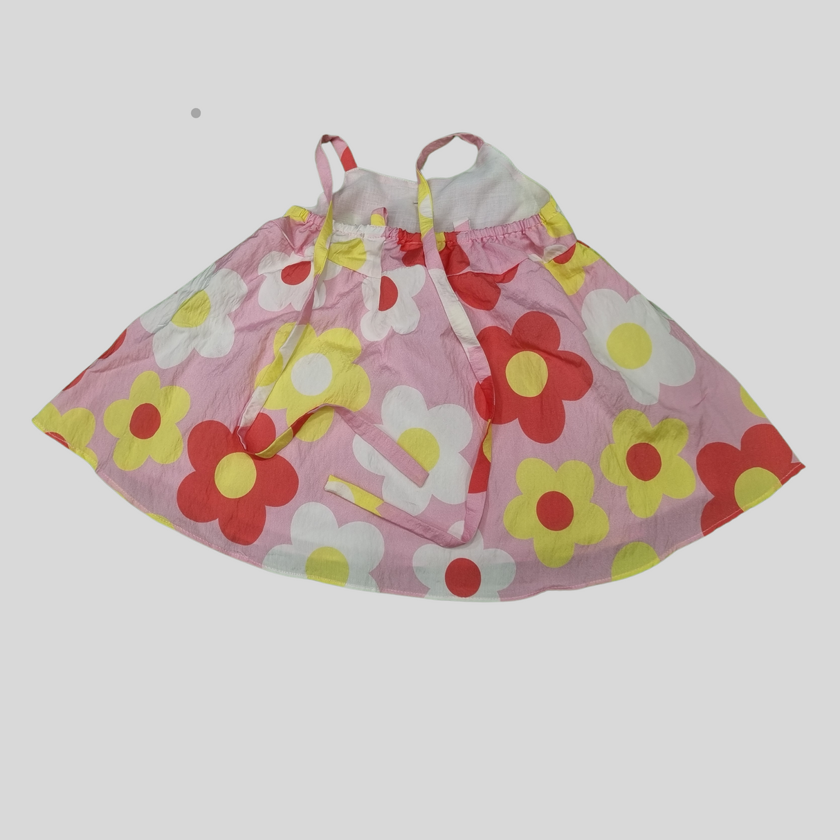 Girls' Pink Sleeveless Dress with Colorful Floral Print – Summer Casual Wear