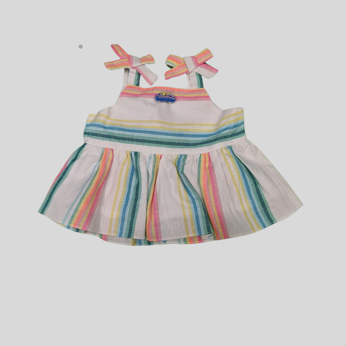 Girls' Rainbow Striped Co-Ordinate Set – Sleeveless Ruffle Top & Wide-Leg Pants