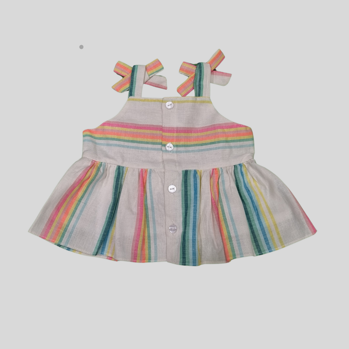 Girls' Rainbow Striped Co-Ordinate Set – Sleeveless Ruffle Top & Wide-Leg Pants