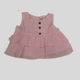 Girls' Light Pink Ruffle Top & Wide-Leg Pants Set – Summer Casual Outfit