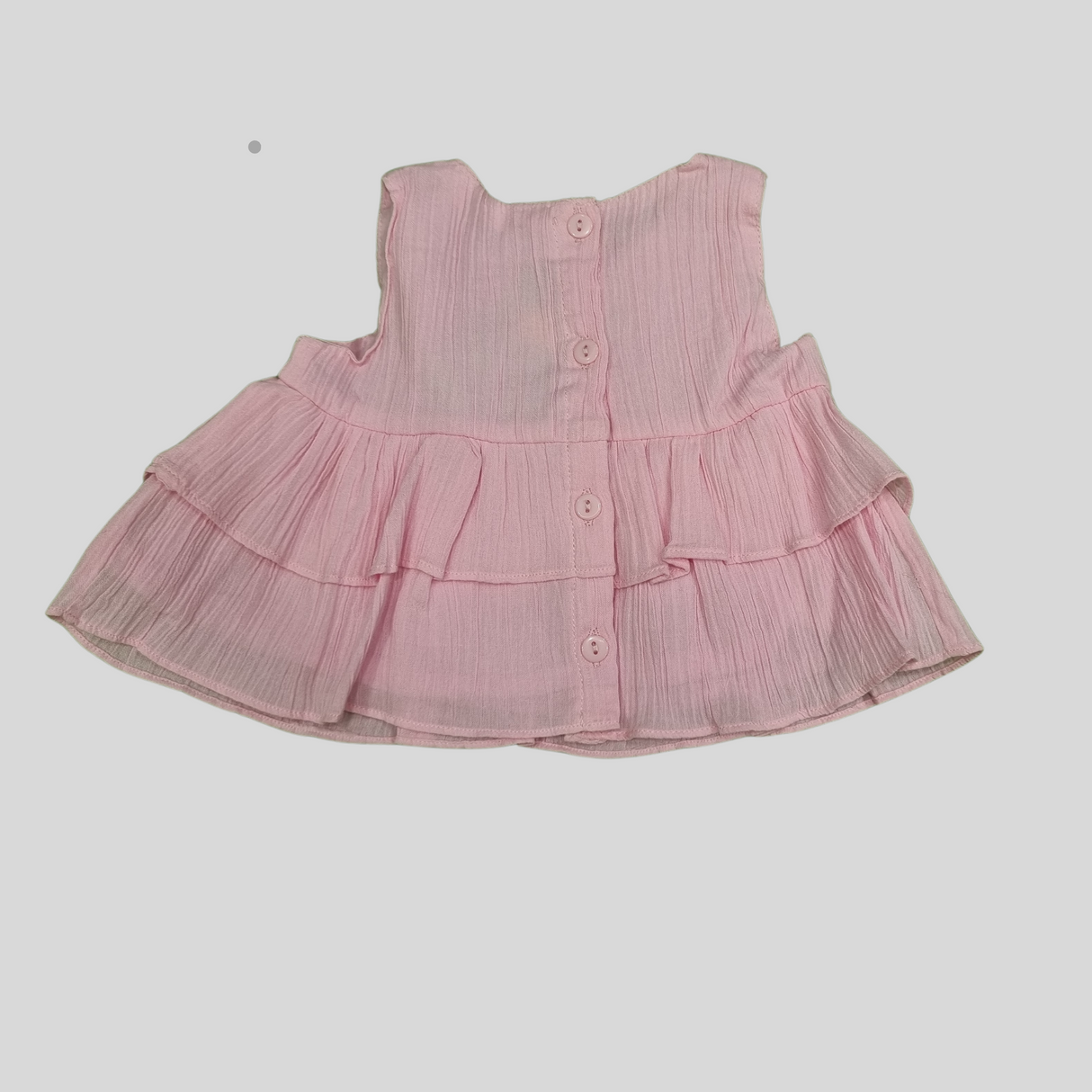 Girls' Light Pink Ruffle Top & Wide-Leg Pants Set – Summer Casual Outfit
