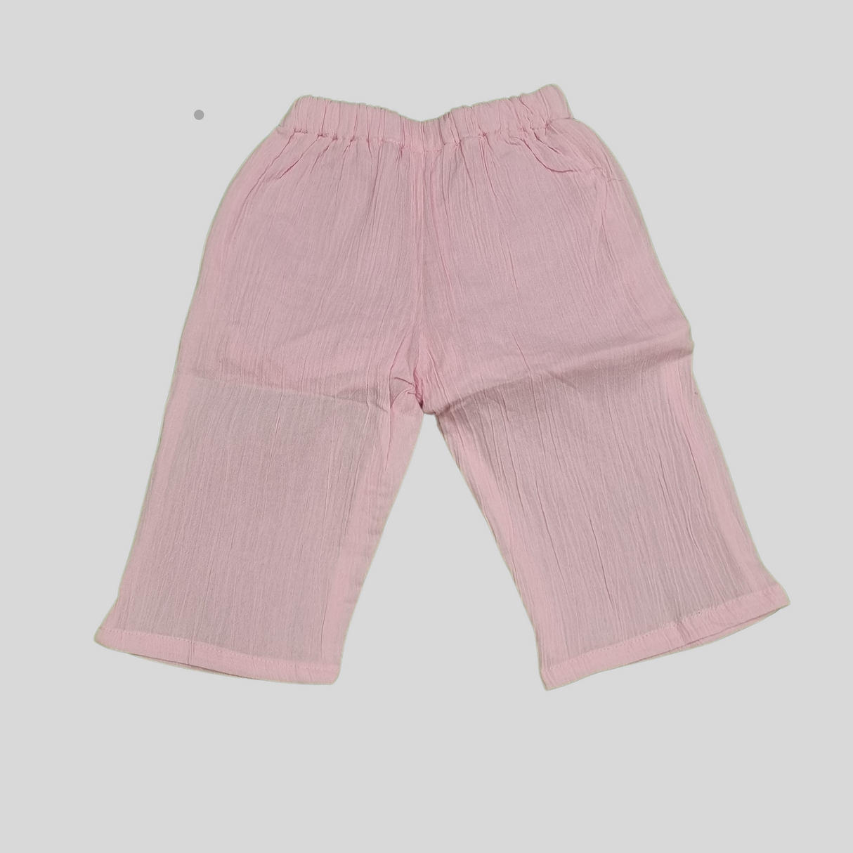 Girls' Light Pink Ruffle Top & Wide-Leg Pants Set – Summer Casual Outfit
