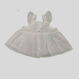 Girls' White & Neon Embroidered Co-Ordinate Set – Ruffle Strap Top & Wide-Leg Pants