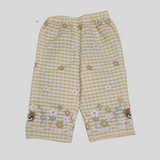 Girls' Yellow Gingham Co-Ordinate Set – Sleeveless Floral & Bear Print Top with Matching Pants