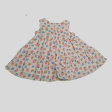 Baby Girls' Sleeveless Printed Frock with Bear & Strawberry Design – Floral Party Dress