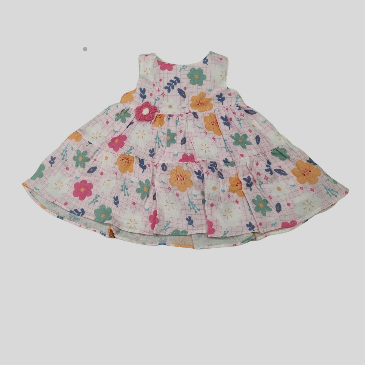 Baby Girls' Sleeveless Floral Frock – Multi-Color Summer Dress with Flower Accent