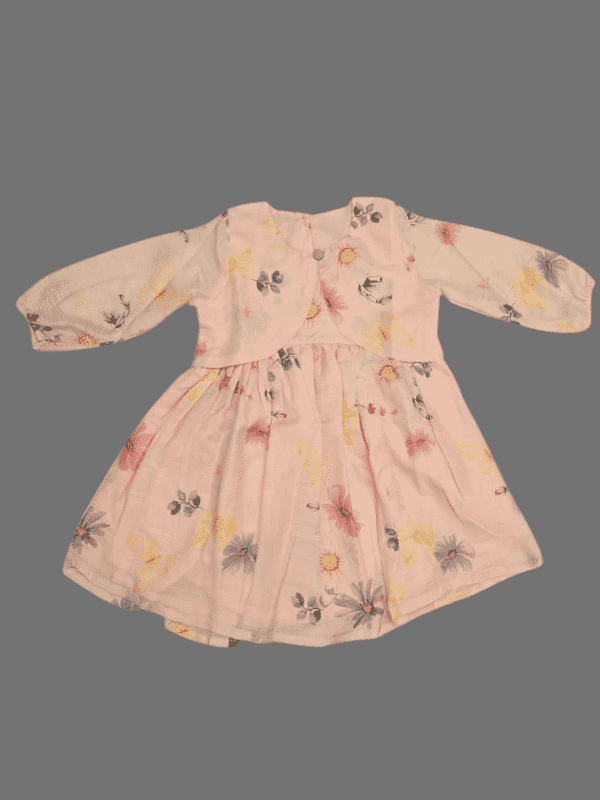 Girls Casual Printed Cotton Frocks - Pink