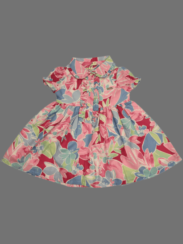 Girls Casual Printed Cotton Frocks - Pink