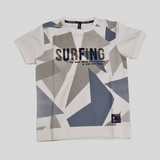 Boys’ Graphic Surfing T-Shirt – “The Best Wave” Quote with Geometric Print