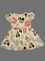 Girls Casual Printed Cotton Frocks - White