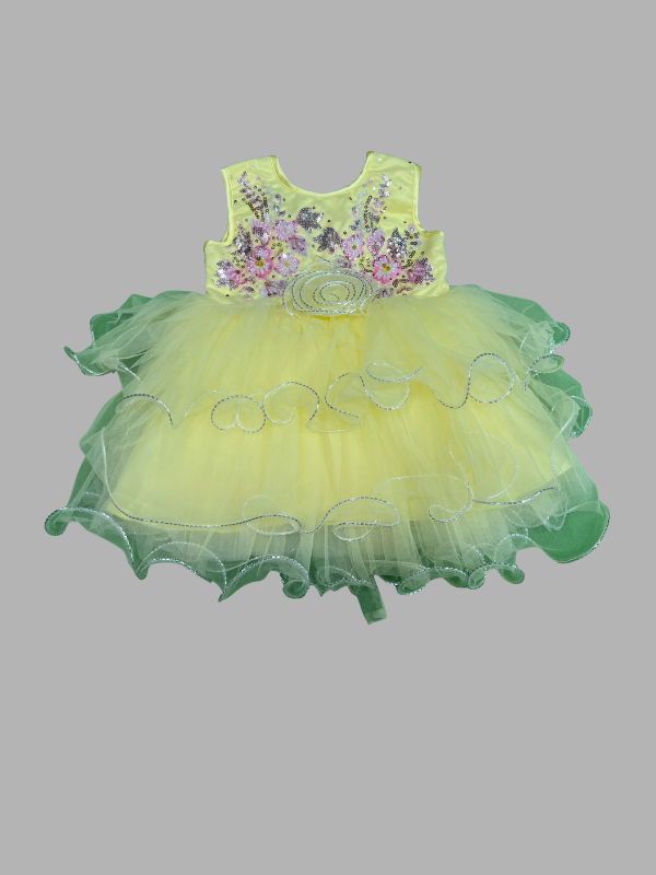 Baby Girls Midi/Knee Length Party Dress  (Yellow , Sleeveless)