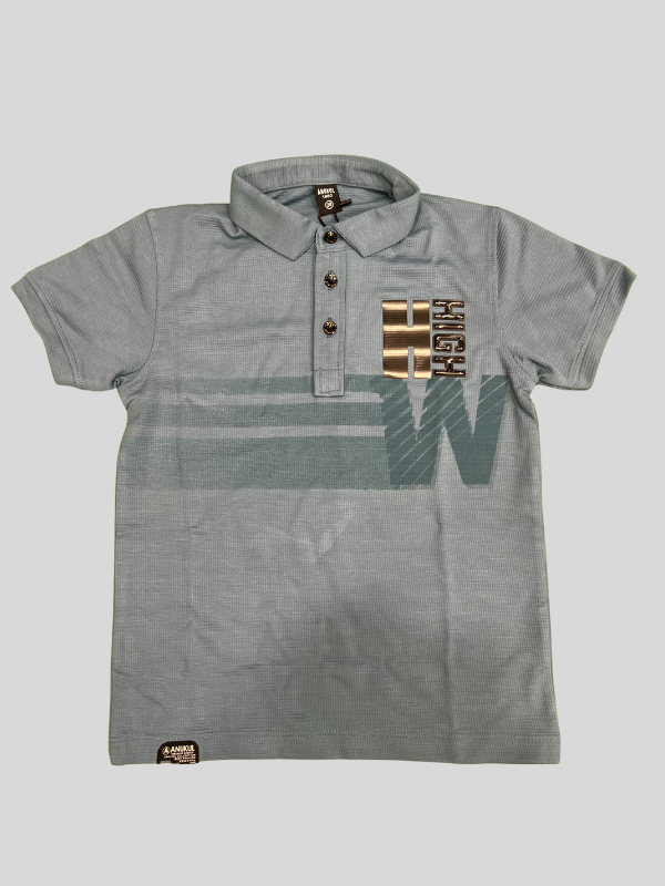 Boys' Blue Polo T-Shirt–Bold High Graphic Print