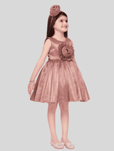 Girls Party Heavy Party Frock with work - Peach