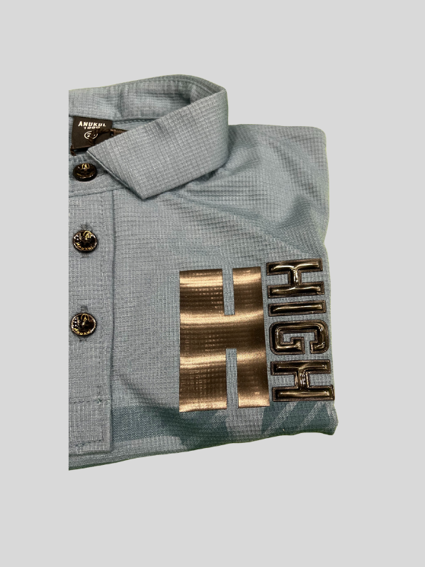Boys' Blue Polo T-Shirt–Bold High Graphic Print