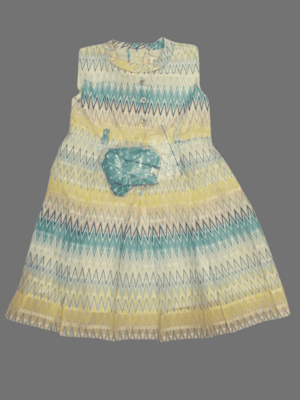 Girls Casual Printed Cotton Frocks - Blue