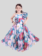 Girls Traditional Satin Western Gown - Green