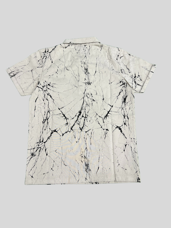 Boys' Cream Polo T-Shirt–Button Detail Design