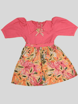 Girls Casual Printed Cotton Frocks - Pink