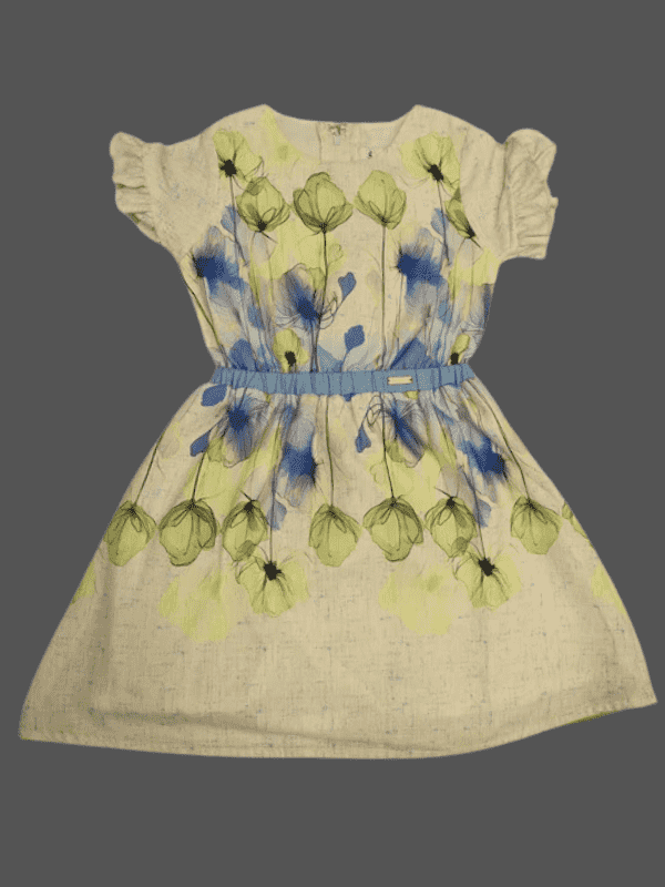 Girls Casual Printed Cotton Frocks - Green