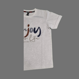 Boys’ Motivational Slogan T-Shirt – “Enjoy Your Life” Design -White