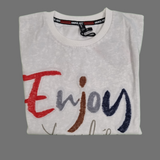 Boys’ Motivational Slogan T-Shirt – “Enjoy Your Life” Design -White