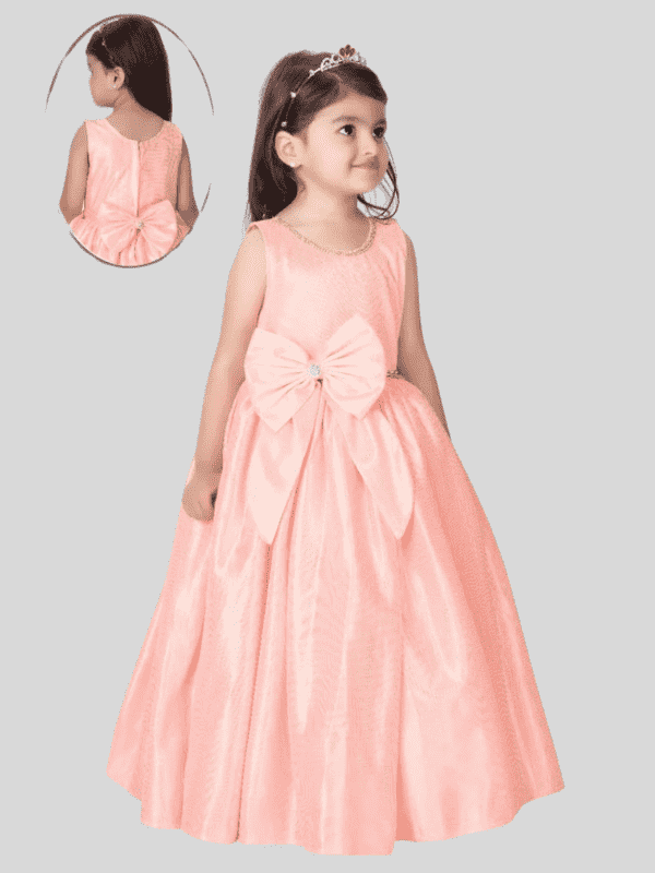 Girls Party Heavy Western Gown with work - Peach