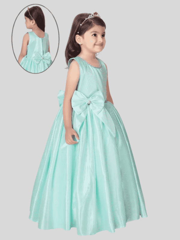 Girls Party Heavy Western Gown with work - Green