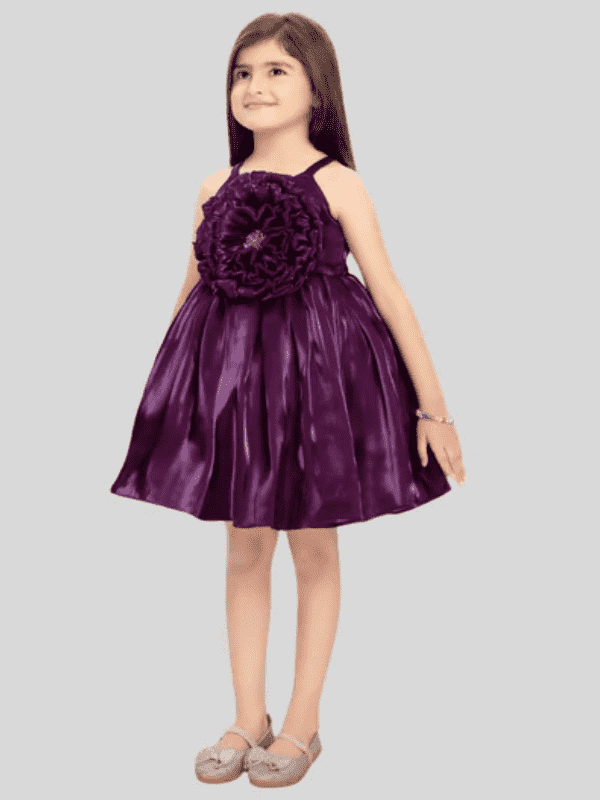 Girls Party Regular Party Frock with work - Purple