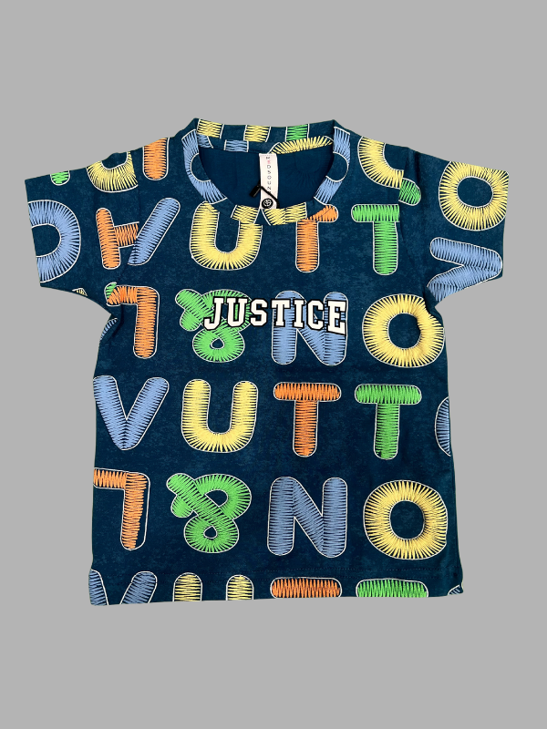 Boys Multicolor Alphabet Print Co-Ord Set (T-Shirt & Shorts)