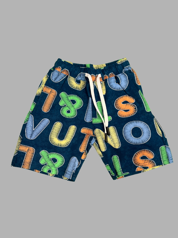 Boys Multicolor Alphabet Print Co-Ord Set (T-Shirt & Shorts)